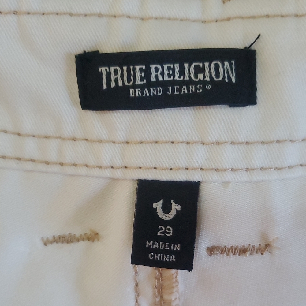 New Womens True Religion Military Cargo Pants Size 29 Cream - Picture 11 of 14